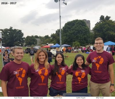 Peer advisors in 2016-17. From left: Dovel, Lane, Mack, Huynh, Vician