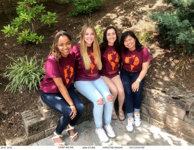 Peer advisors in 2018-2019. From left Volina, Sturm, Nassar, Huni