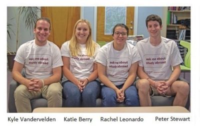 Peer advisors in 2019-2020. From left: Vandervelden, Berry, Leonardo, Stewart